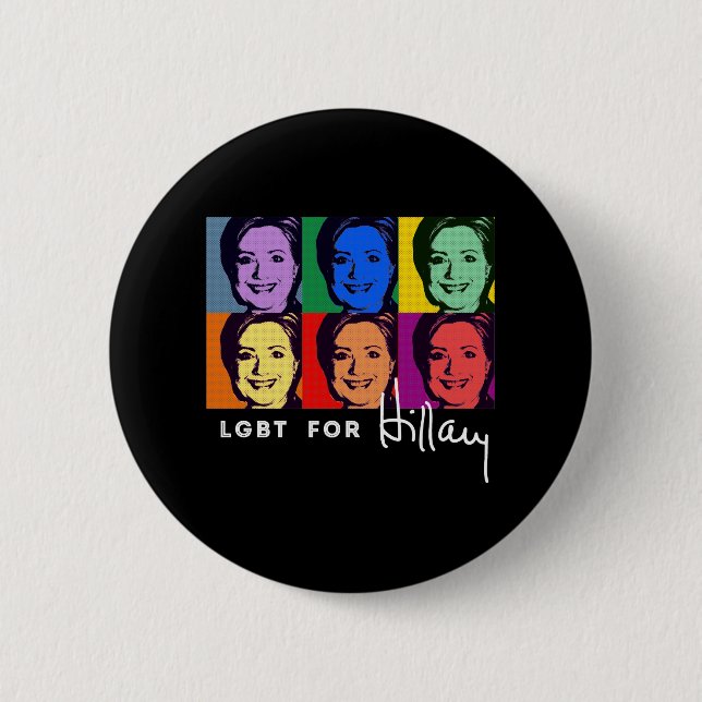 Bóton Redondo 5.08cm LGBT para Hillary Clinton - pop art - .png (Frente)