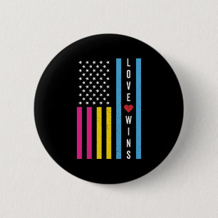 Bóton Redondo 5.08cm LGBTQ Pansexual Pride Love ganha bandeira american