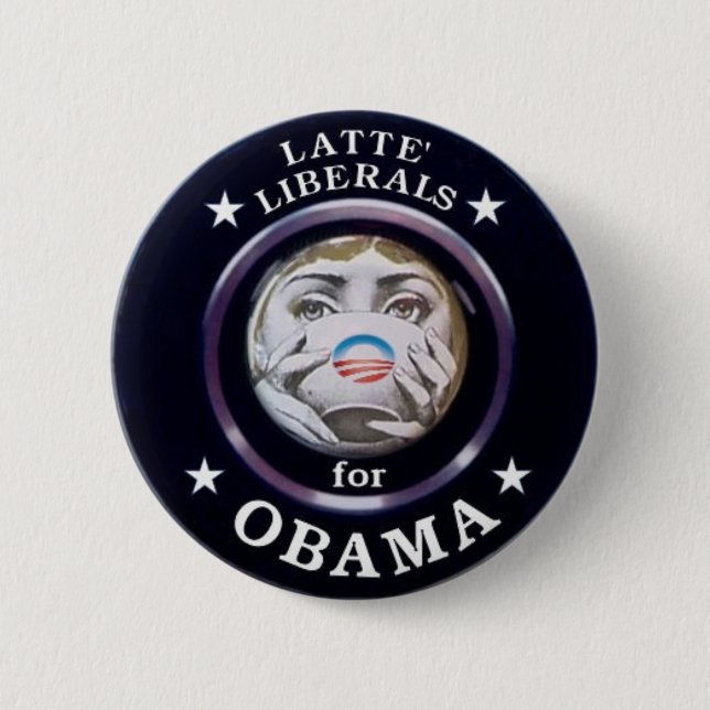 Bóton Redondo 5.08cm Liberal de Latte para o Pin de Obama (Frente)