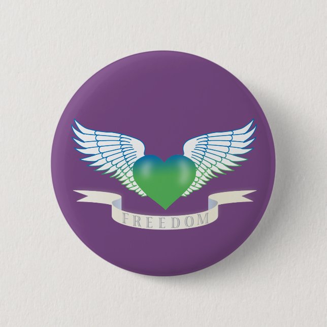 Bóton Redondo 5.08cm Liberdade de escuta com asas (Frente)