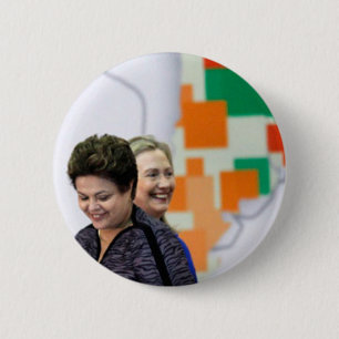 Bóton Redondo 5.08cm Líderes fêmeas: Dilma & Hillary