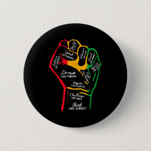 Bóton Redondo 5.08cm Líderes Negros Inspiradores Punho Poderoso Mão Mês