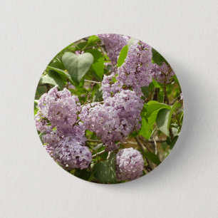 Bóton Redondo 5.08cm Lilac Bush Lindas Flores de primavera Roxas