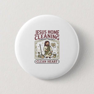 Bóton Redondo 5.08cm Limpeza da Casa de Jesus Coração Limpo Limpeza da