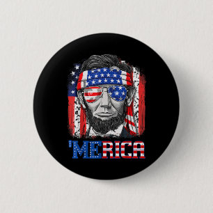 Bóton Redondo 5.08cm Lincoln 4 De Julho Merica Men Women American Flag