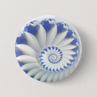 Bóton Redondo 5.08cm Linda Arte Fractal de Shell Azul e Branco