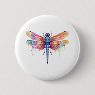 Bóton Redondo 5.08cm Linda Dragonfly Beija Inseto Celestial Lover