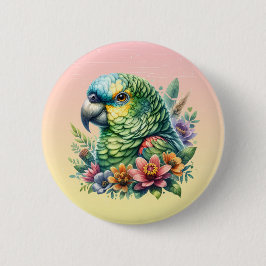 Bóton Redondo 5.08cm Linda Watercolor Amazon Parrot
