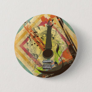 Bóton Redondo 5.08cm Lindas notas de música de guitarra legal