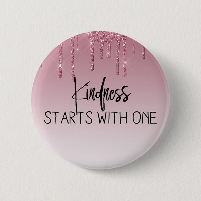 Bóton Redondo 5.08cm Lindo Brilho Cor-de-Rosa Inspirador (Frente)