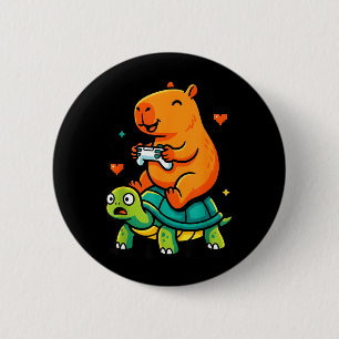 Bóton Redondo 5.08cm Lindo Capivara Gamer Anime Tartaruga Divertido Cri