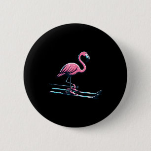 Bóton Redondo 5.08cm Lindo design de flamingo de esqui de inverno espor