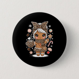 Bóton Redondo 5.08cm Lindo Leopardo de Pão de Mel Natal Menina Mulheres