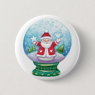 Bóton Redondo 5.08cm Lindo Papai Noel do globo de neve de Natal, Estrel