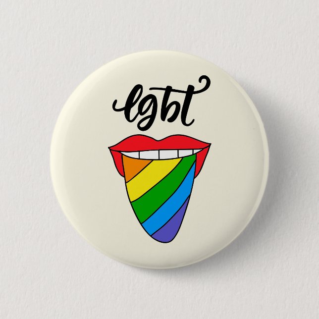 Bóton Redondo 5.08cm Língua arco-íris LGBT (Frente)