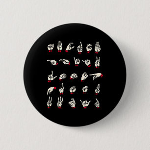Bóton Redondo 5.08cm Língua de Sinais - Alfabeto A a Z ASL Conscientiza