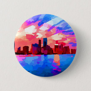Bóton Redondo 5.08cm Linha aérea de Miami Florida no Sunset por Jon Ba