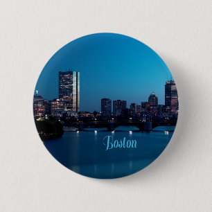 Bóton Redondo 5.08cm Linha Skyline da cidade de Boston Massachusetts