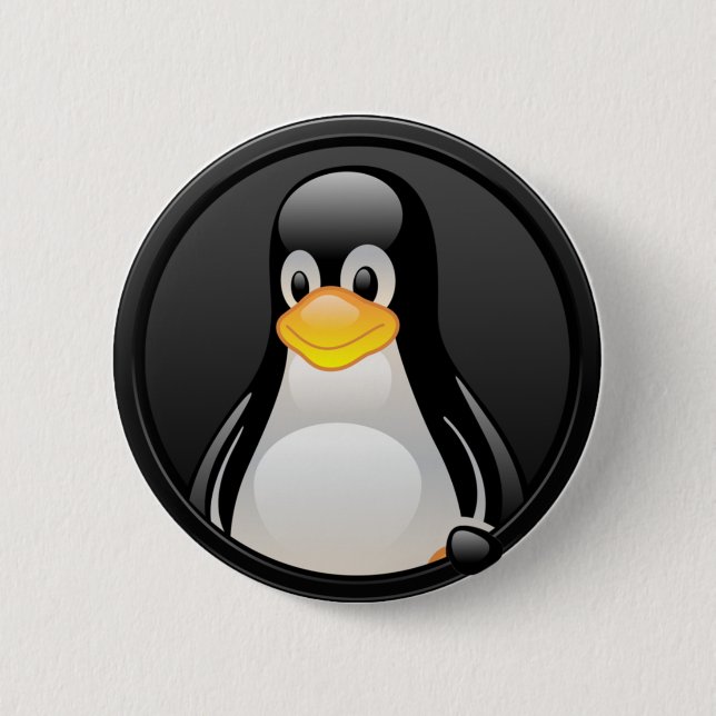 Bóton Redondo 5.08cm Linux - Botão Tux head (Frente)