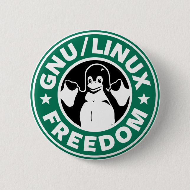 Bóton Redondo 5.08cm LINUX - GNU - Botão LIBERDADE (Frente)