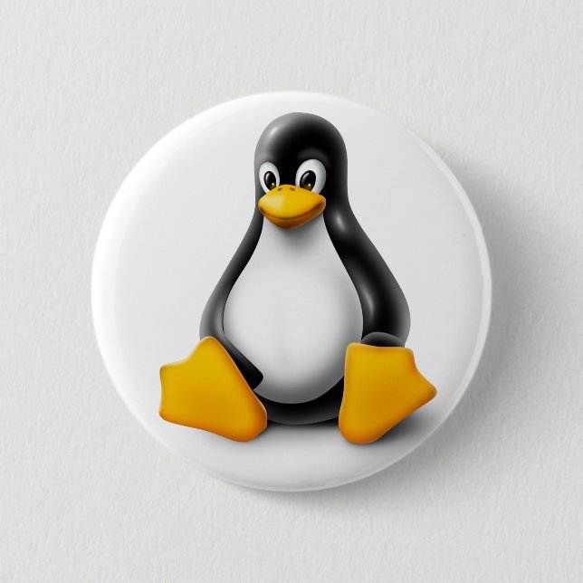 Bóton Redondo 5.08cm Linux Tux o pinguim (Frente)