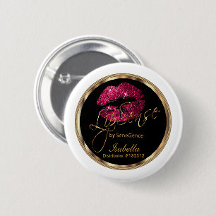 Bóton Redondo 5.08cm Lipsense - Brilho Rosa Quente em Preto e Branco