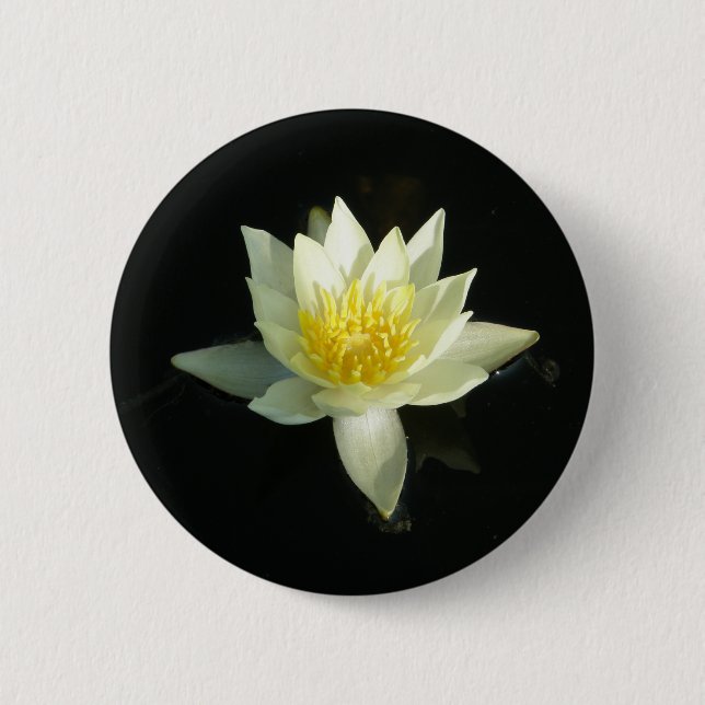 Bóton Redondo 5.08cm Lírio de água branca/Lotus (Frente)