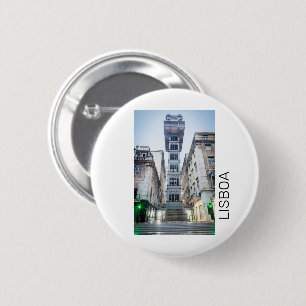Bóton Redondo 5.08cm Lisboa em Portugal com Elevador Retro Souvenir