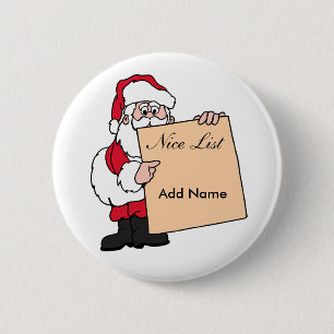 Bóton Redondo 5.08cm Lista Nice do Papai Noel Nome de etiqueta de Natal