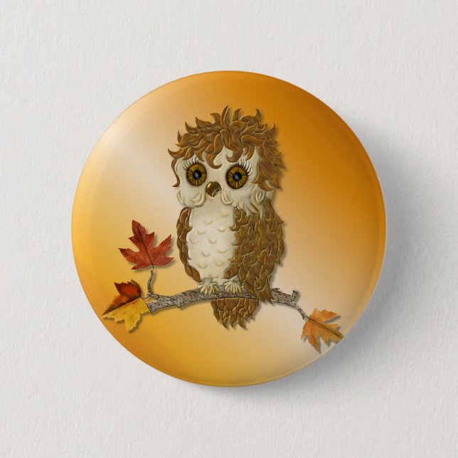 Bóton Redondo 5.08cm Little Autumn Whoo Owl (Frente)