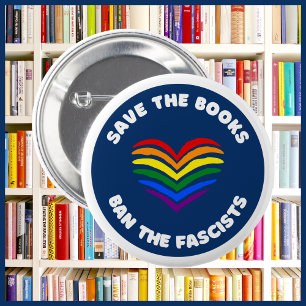 Bóton Redondo 5.08cm Livro Anti-Censura Proibindo Coração Arco-Íris Arr