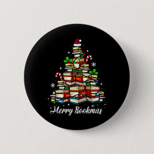 Bóton Redondo 5.08cm Livros de feliz Livros de Árvore de Natal Vestidos
