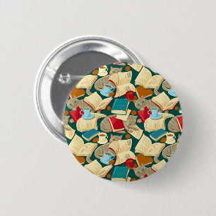 Bóton Redondo 5.08cm Livros e gatos