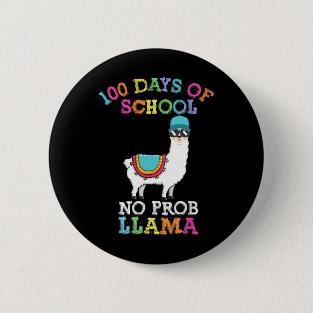 Bóton Redondo 5.08cm Llama 100 Dias De Professora (Frente)