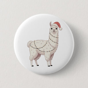 Bóton Redondo 5.08cm Llama Luzes de Natal Robusta Amante de Animais Alp