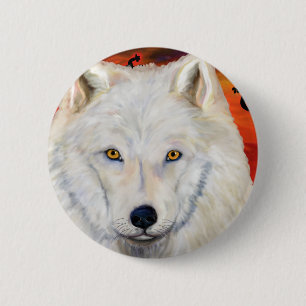 Bóton Redondo 5.08cm Lobo Branco Kokopelli