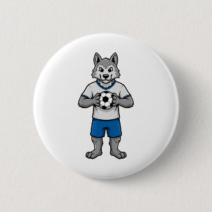 Bóton Redondo 5.08cm Lobo de futebol fofo jogador de futebol animal esp