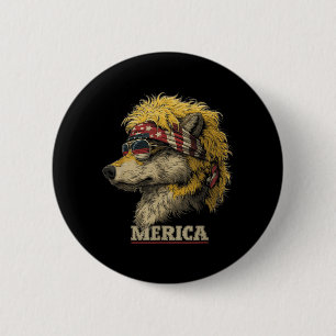 Bóton Redondo 5.08cm Lobo - Dia dos Pais Bandeira Americana engraçada 4