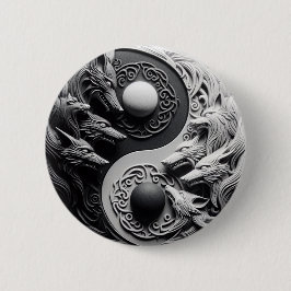 Bóton Redondo 5.08cm Lobo negro e branco