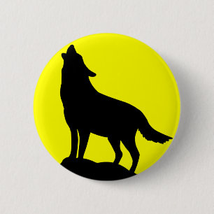Bóton Redondo 5.08cm Lobo que urra na lua