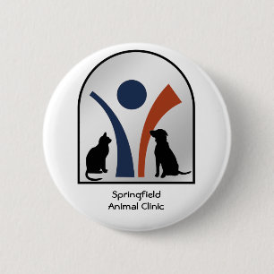 Bóton Redondo 5.08cm Logotipo animal veterinário com gato e cão