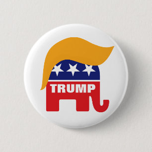 Bóton Redondo 5.08cm Logotipo do Elefante Republicano Donald Trump com 
