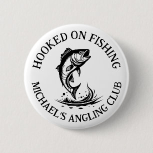 Bóton Redondo 5.08cm Logotipo do Hooked On Fishing, Clube de Pesca Pers