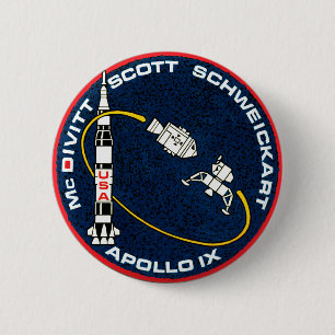 Bóton Redondo 5.08cm Logotipo do Patch da Missão Apollo 9 da NASA