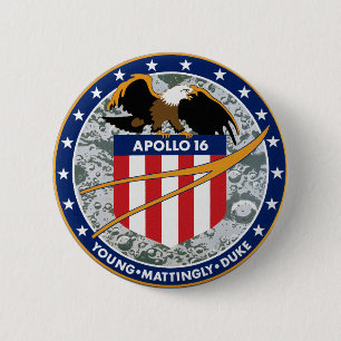 Bóton Redondo 5.08cm Logotipo do Símbolo da Missão da NASA Apollo 16