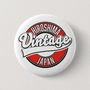 Bóton Redondo 5.08cm Logotipo estilo vintage Hiroshima Japão
