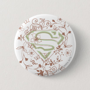 Bóton Redondo 5.08cm Logotipo Floral Verde da Supergirl