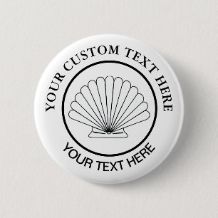 Bóton Redondo 5.08cm Logotipo Personalizado da Seashell Scallop