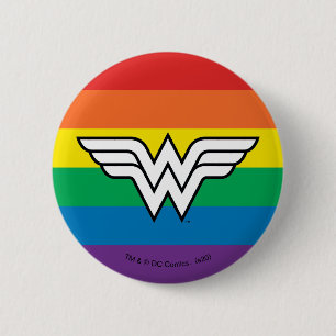 Bóton Redondo 5.08cm Logotipo Rainbow para Mulher Maravilha