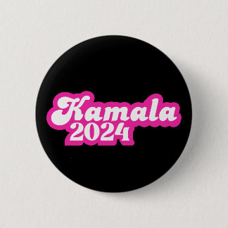 Bóton Redondo 5.08cm Logotipo rosa feminino Kamala Harris 2024